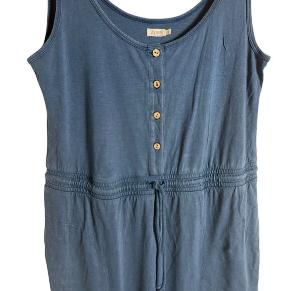 Faherty Terra Blue Scoop Neck Sleeveless Straight Leg Organic Cotton Jumpsuit L - Picture 6 of 10